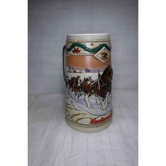 Budweiser 1996 Ceramic Collectible Holiday Stein "American Homestead" Clydesdale - Picture 8 of 11